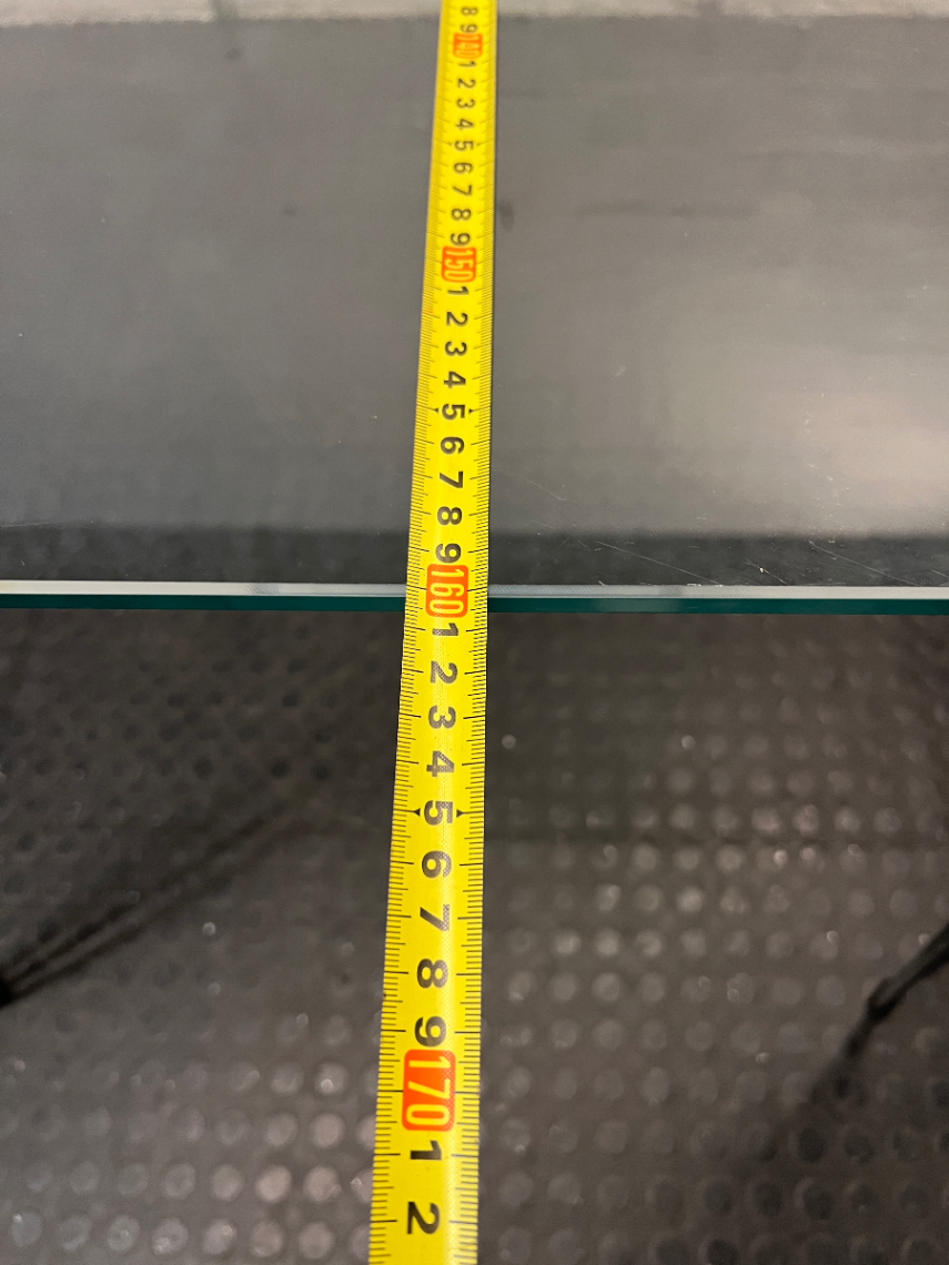 Modern Glass Top Dining Table with Hairpin Legs — Good Working Order – width measurement