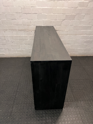 Modern Black Wooden Sideboard with Drawers and Cupboard — Well Used Condition – condition detail