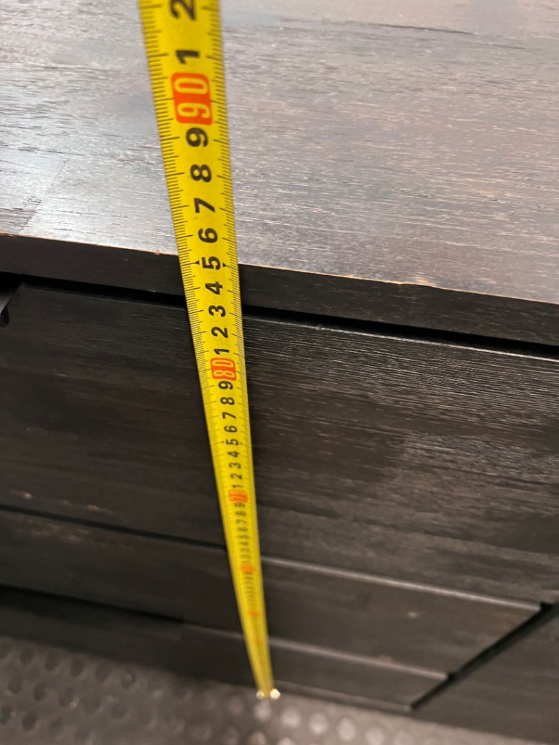 Modern Black Wooden Sideboard with Drawers and Cupboard — Well Used Condition – height measurement