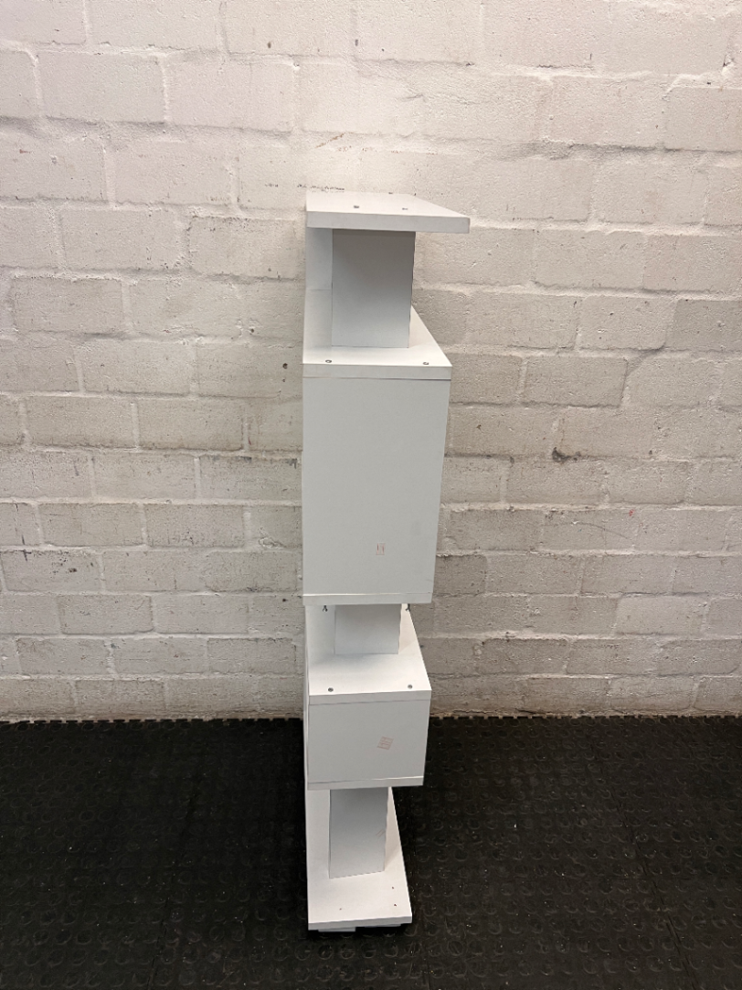 Modern White Zigzag Display Shelf — Used; Fair Condition – back view