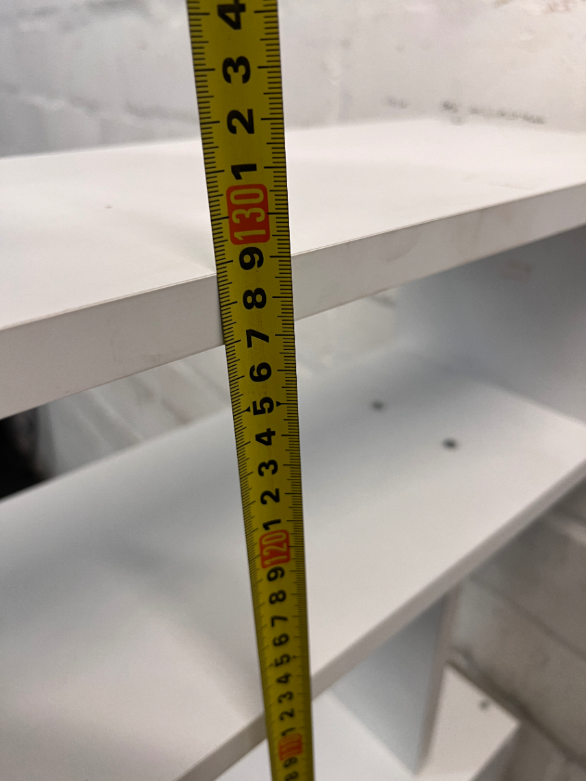Modern White Zigzag Display Shelf — Used; Fair Condition – height measurement