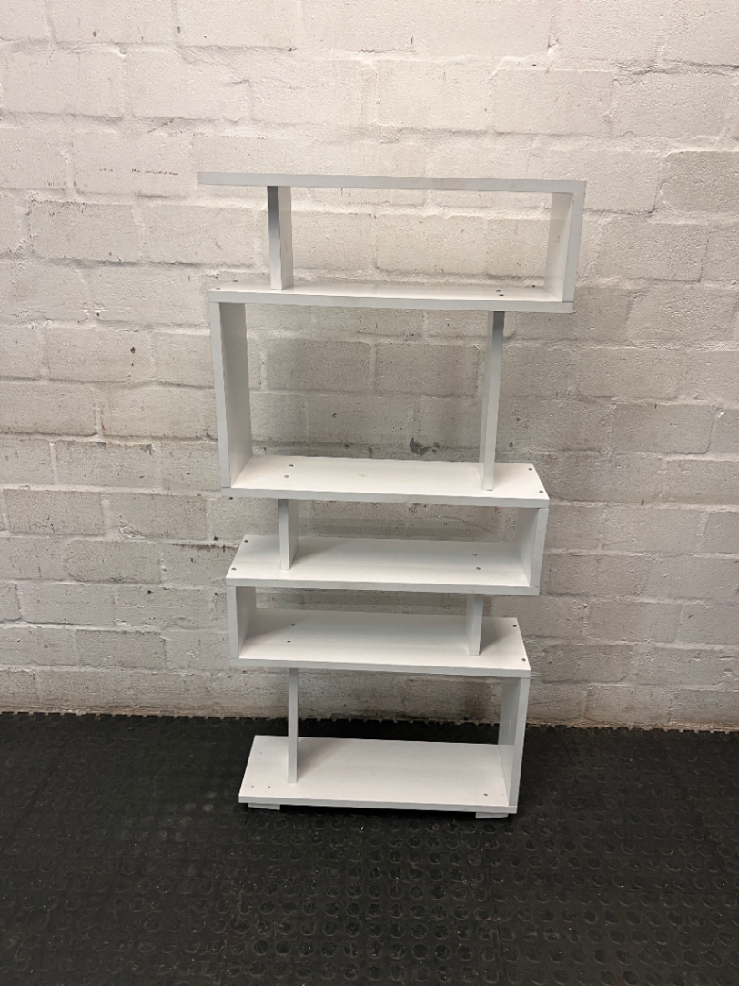 Modern White Zigzag Display Shelf — Used; Fair Condition – main front view