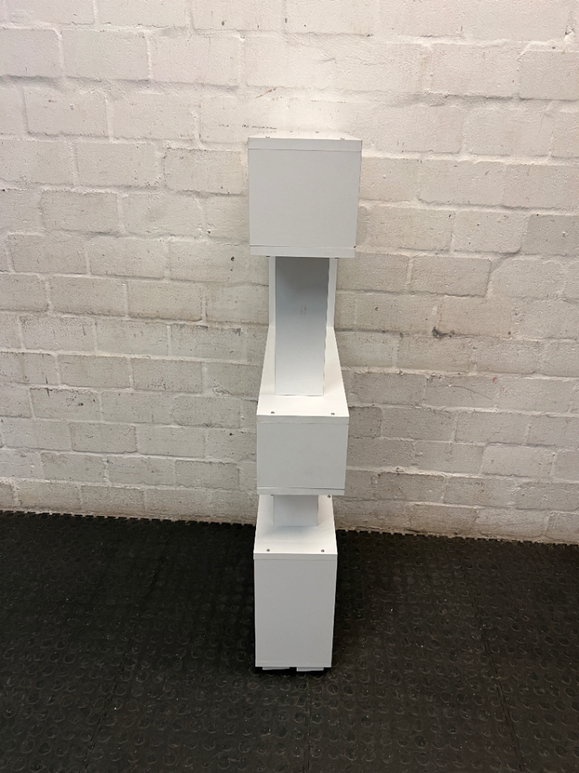 Modern White Zigzag Display Shelf — Used; Fair Condition – side view