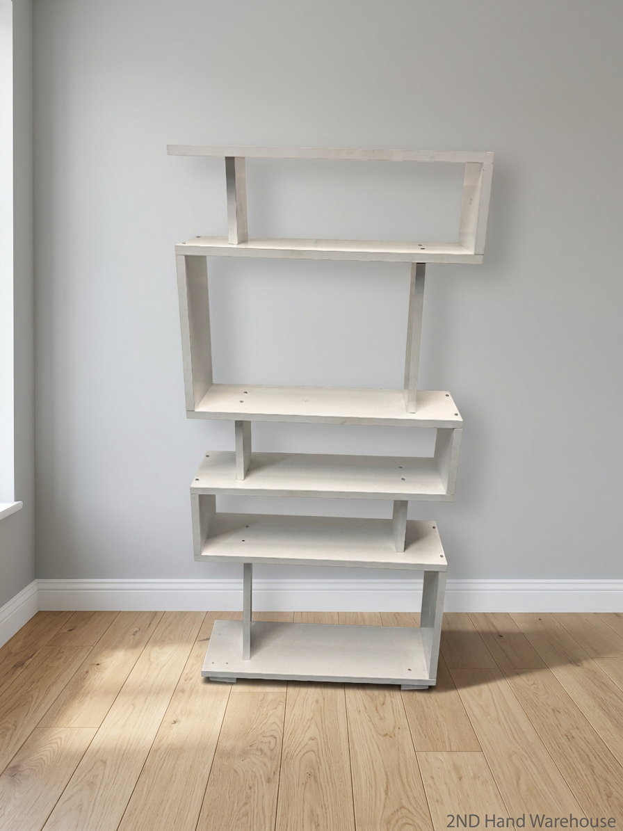 Modern White Zigzag Display Shelf — Used; Fair Condition – styled product image