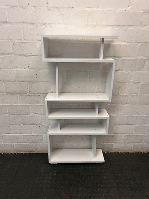 Modern White Zigzag Display Shelf — Used; Fair Condition – top view