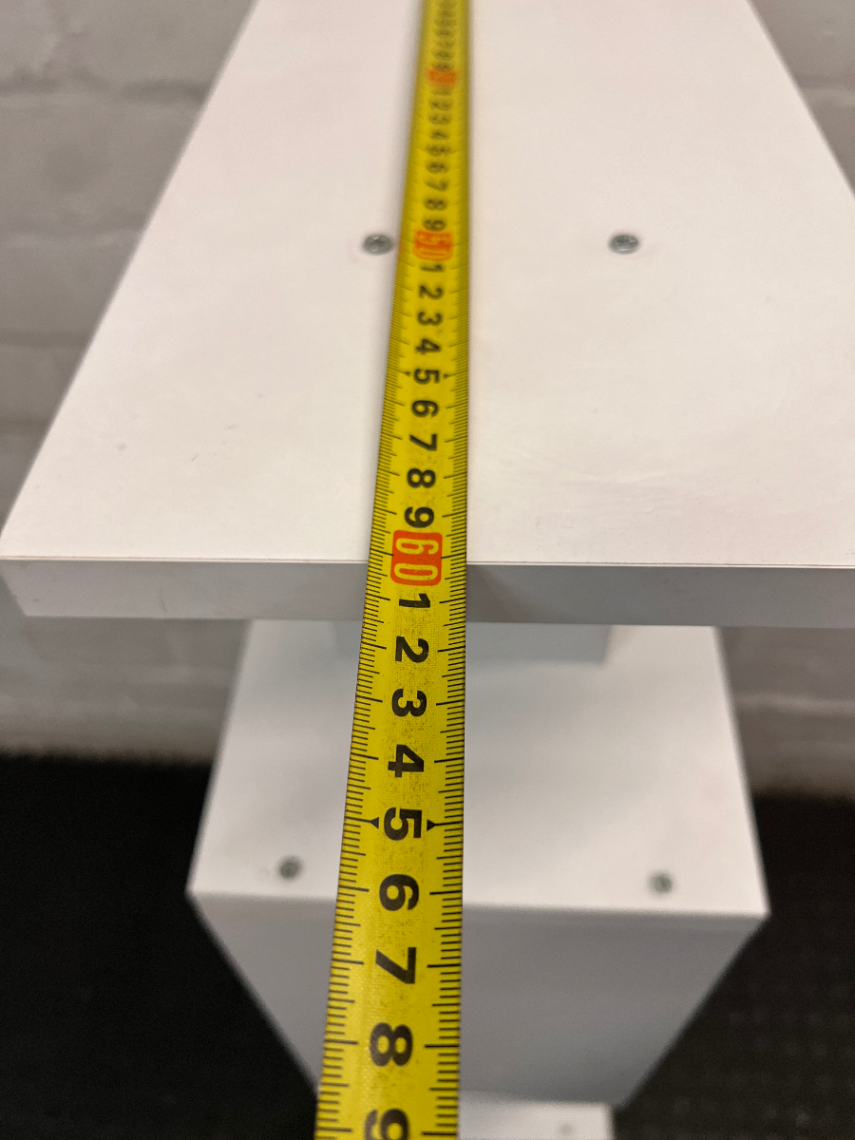 Modern White Zigzag Display Shelf — Used; Fair Condition – width measurement