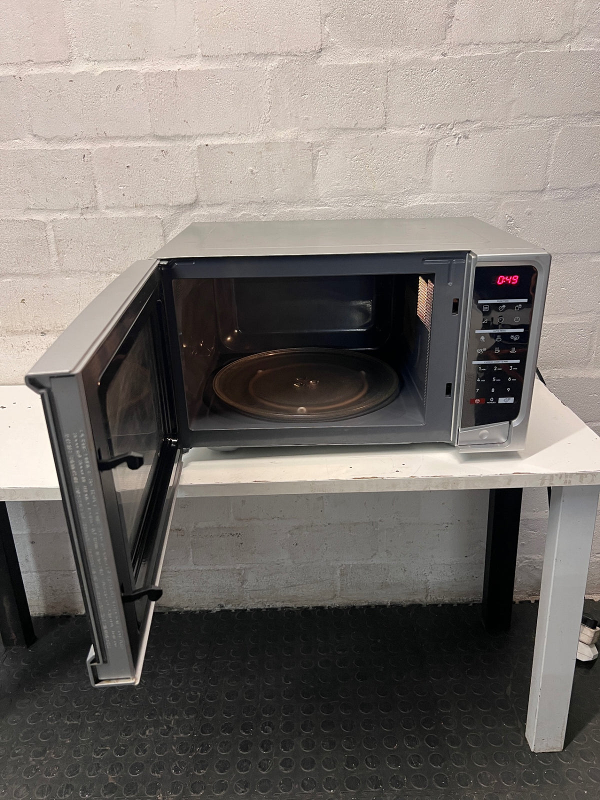 AEG Silver Countertop Microwave — Good Working Order – side view