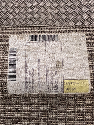 Large Woven Beige Area Rug — Well Used Rug – back view
