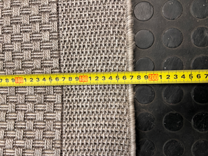 Large Woven Beige Area Rug — Well Used Rug – height measurement