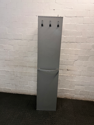 Tall Grey Bookshelf with Bottom Cupboard — Fair Condition with Minor Surface Marks – condition detail