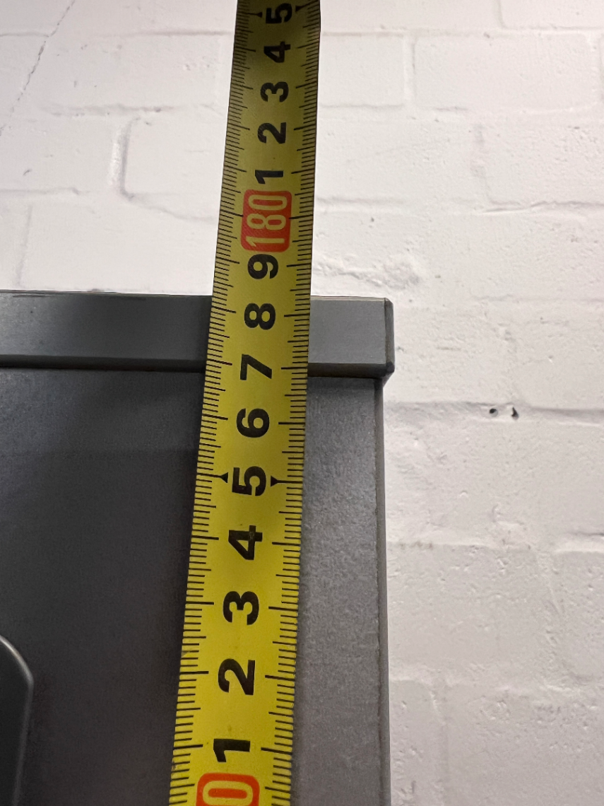 Tall Grey Bookshelf with Bottom Cupboard — Fair Condition with Minor Surface Marks – height measurement