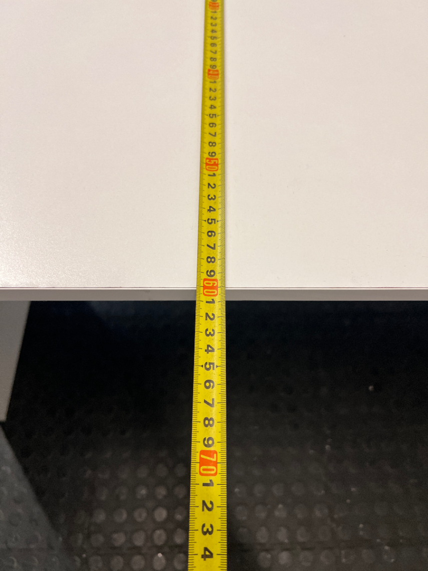 Minimalist White Office Desk with Cable Management — Fair Used Condition – depth measurement