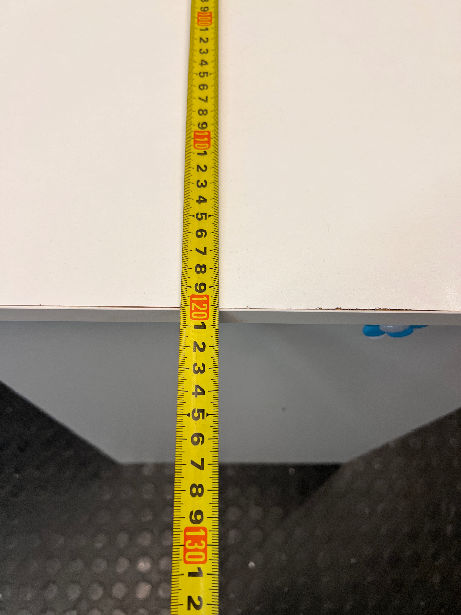 Minimalist White Office Desk with Cable Management — Fair Used Condition – width measurement