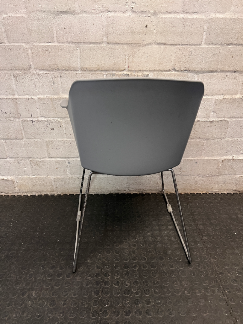 Grey Moulded Dining Chair with Upholstered Seat Pad — Good Working Order – condition detail