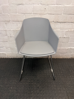 Grey Moulded Dining Chair with Upholstered Seat Pad — Good Working Order – main front view