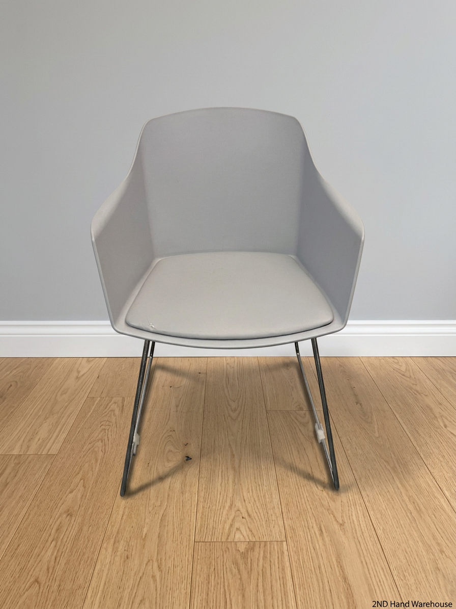 Grey Moulded Dining Chair with Upholstered Seat Pad — Good Working Order – styled product image