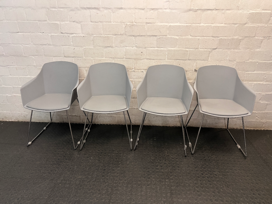 Grey Moulded Dining Chair with Upholstered Seat Pad — Good Working Order – top view