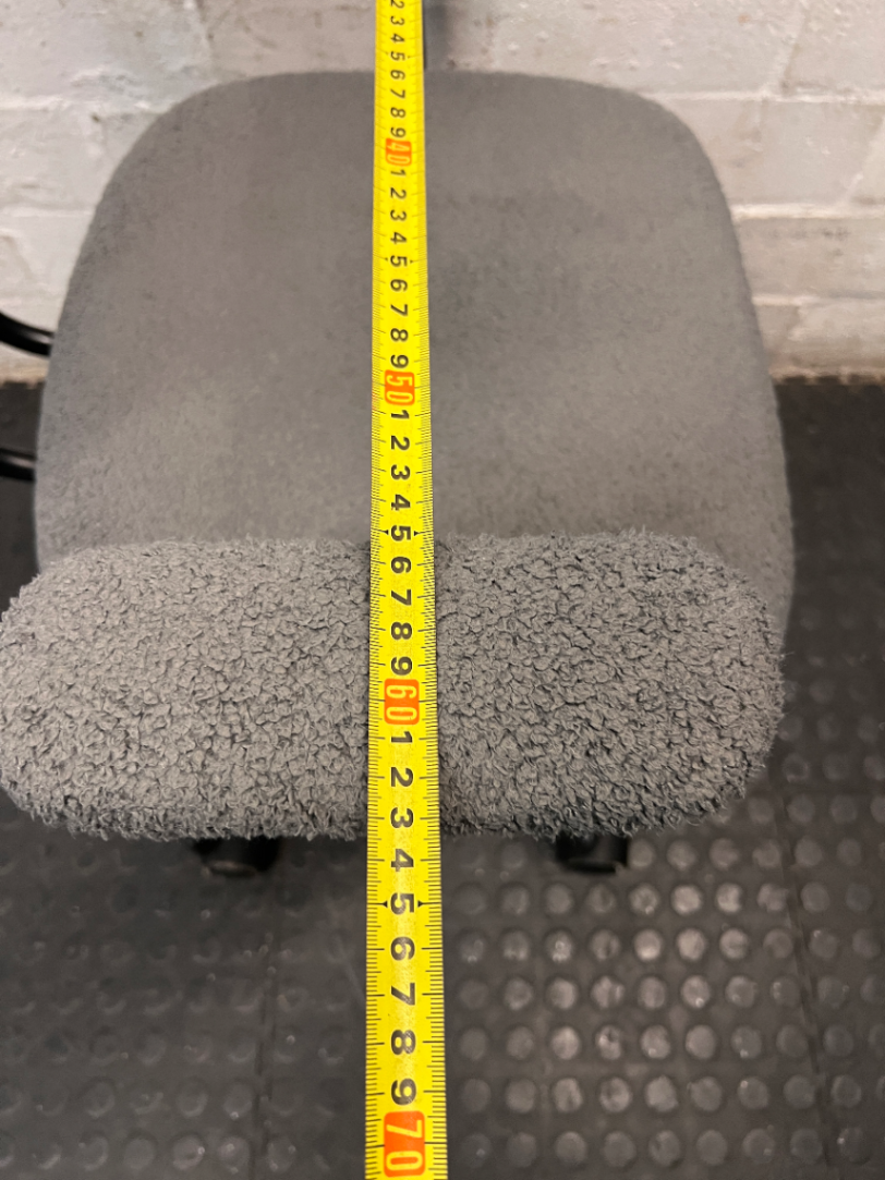 Grey Textured Fabric Swivel Office Chair — Fair Condition – width measurement