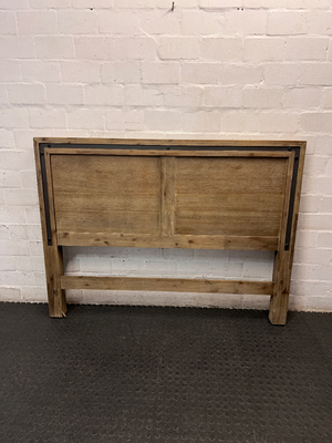 Acacia Wood Queen Headboard with Recessed Panel — Good Working Order – condition detail