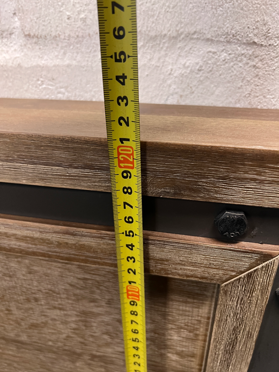 Acacia Wood Queen Headboard with Recessed Panel — Good Working Order – height measurement