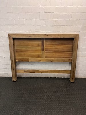Acacia Wood Queen Headboard with Recessed Panel — Good Working Order – main front view