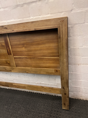Acacia Wood Queen Headboard with Recessed Panel — Good Working Order – side view
