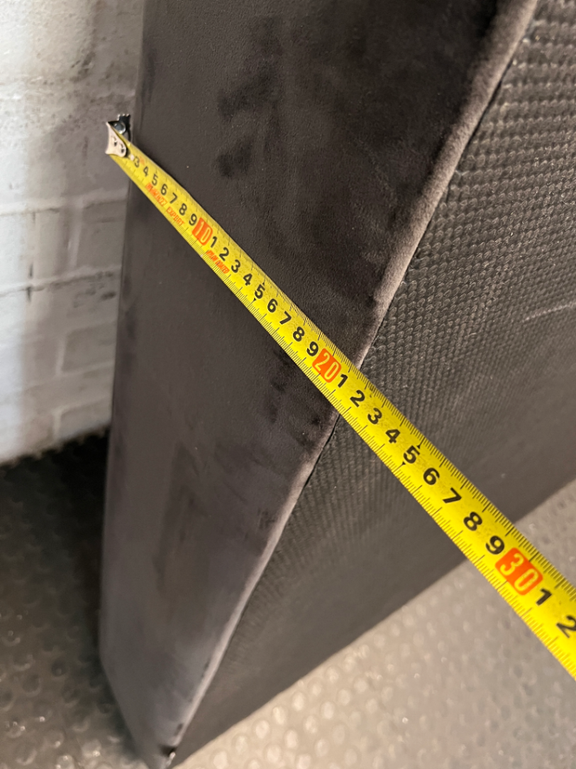 Tufted Grey Velvet Wingback Headboard — Well Used Condition – depth measurement