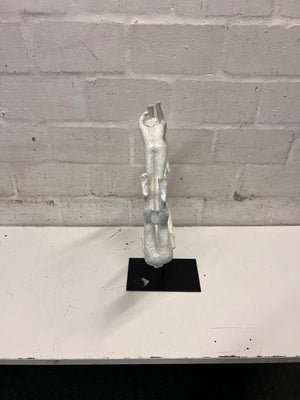 White Sculptural Figure Circle on Black Base — Used; Fair Condition – back view