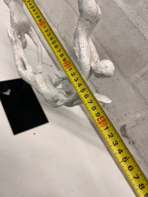 White Sculptural Figure Circle on Black Base — Used; Fair Condition – width measurement
