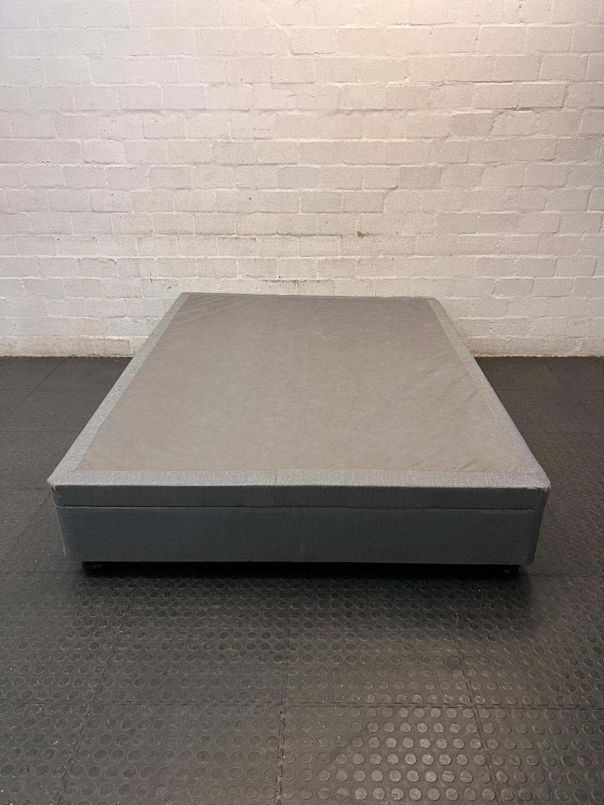 Queen Size Upholstered Fabric Bed Base — Well Used Condition – back view