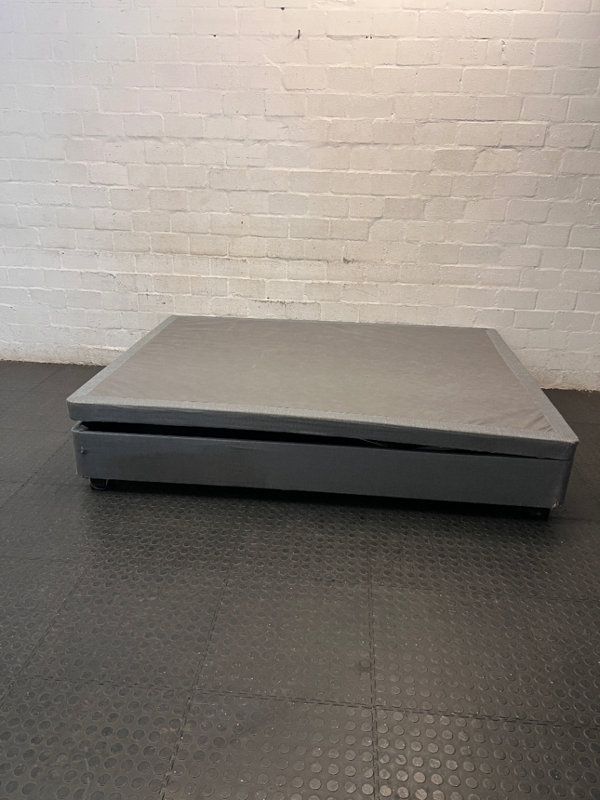 Queen Size Upholstered Fabric Bed Base — Well Used Condition – condition detail