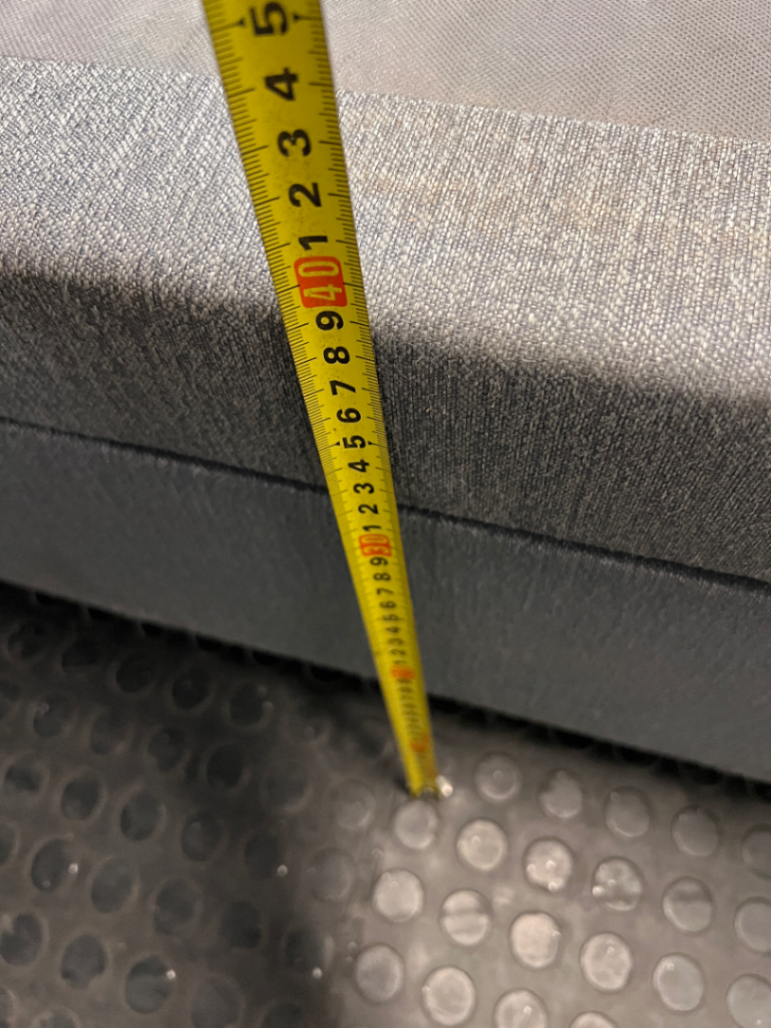 Queen Size Upholstered Fabric Bed Base — Well Used Condition – height measurement