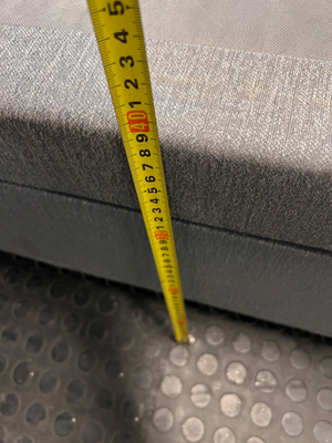 Queen Size Upholstered Fabric Bed Base — Well Used Condition – height measurement