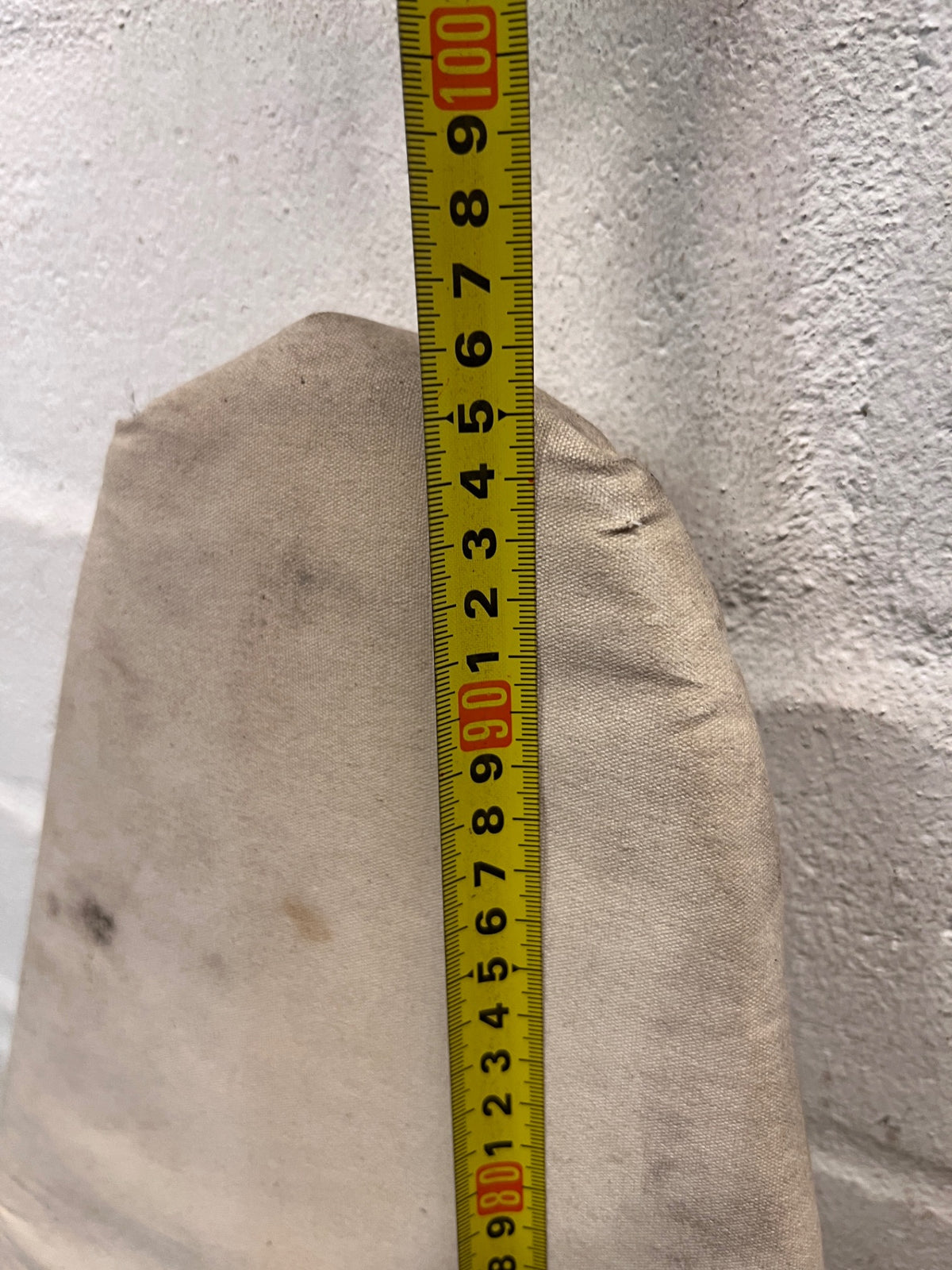 Grey Metal Folding Ironing Board — Fair Condition with Visible Surface Staining – depth measurement