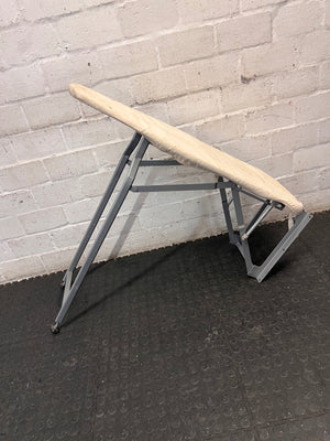 Grey Metal Folding Ironing Board — Fair Condition with Visible Surface Staining – main front view