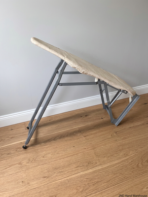 Grey Metal Folding Ironing Board — Fair Condition with Visible Surface Staining – styled product image