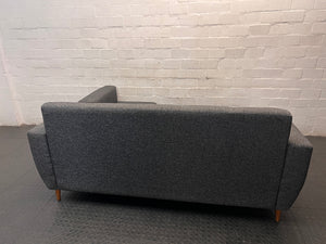 Custom Charcoal Grey L-Shaped Fabric Couch — Slightly Sagging Seat Foam – condition detail