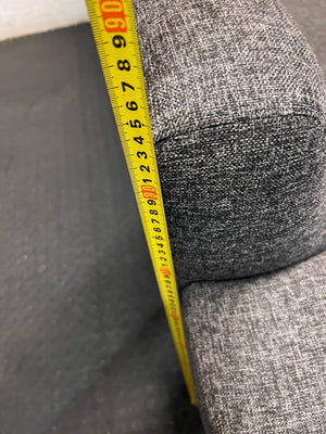 Custom Charcoal Grey L-Shaped Fabric Couch — Slightly Sagging Seat Foam – height measurement