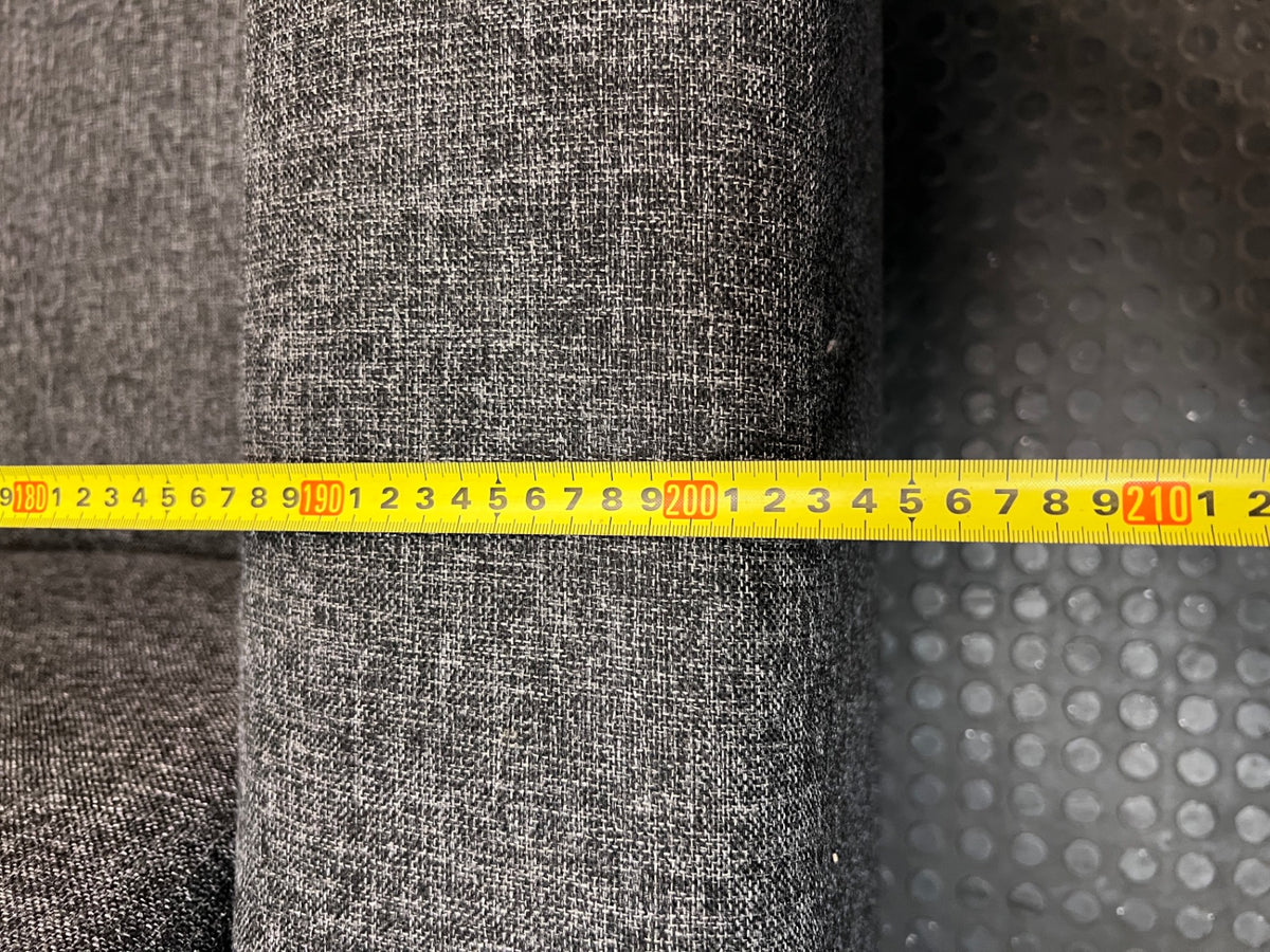 Custom Charcoal Grey L-Shaped Fabric Couch — Slightly Sagging Seat Foam – width measurement
