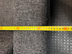 Custom Charcoal Grey L-Shaped Fabric Couch — Slightly Sagging Seat Foam – width measurement