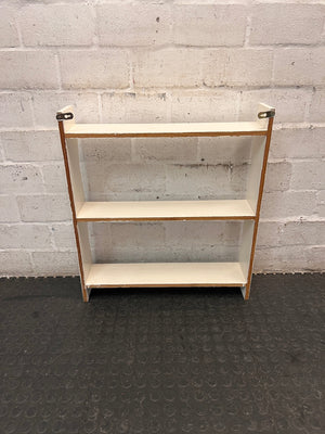 White Wooden Wall-Mounted Display Shelf — Well Used Condition – condition detail