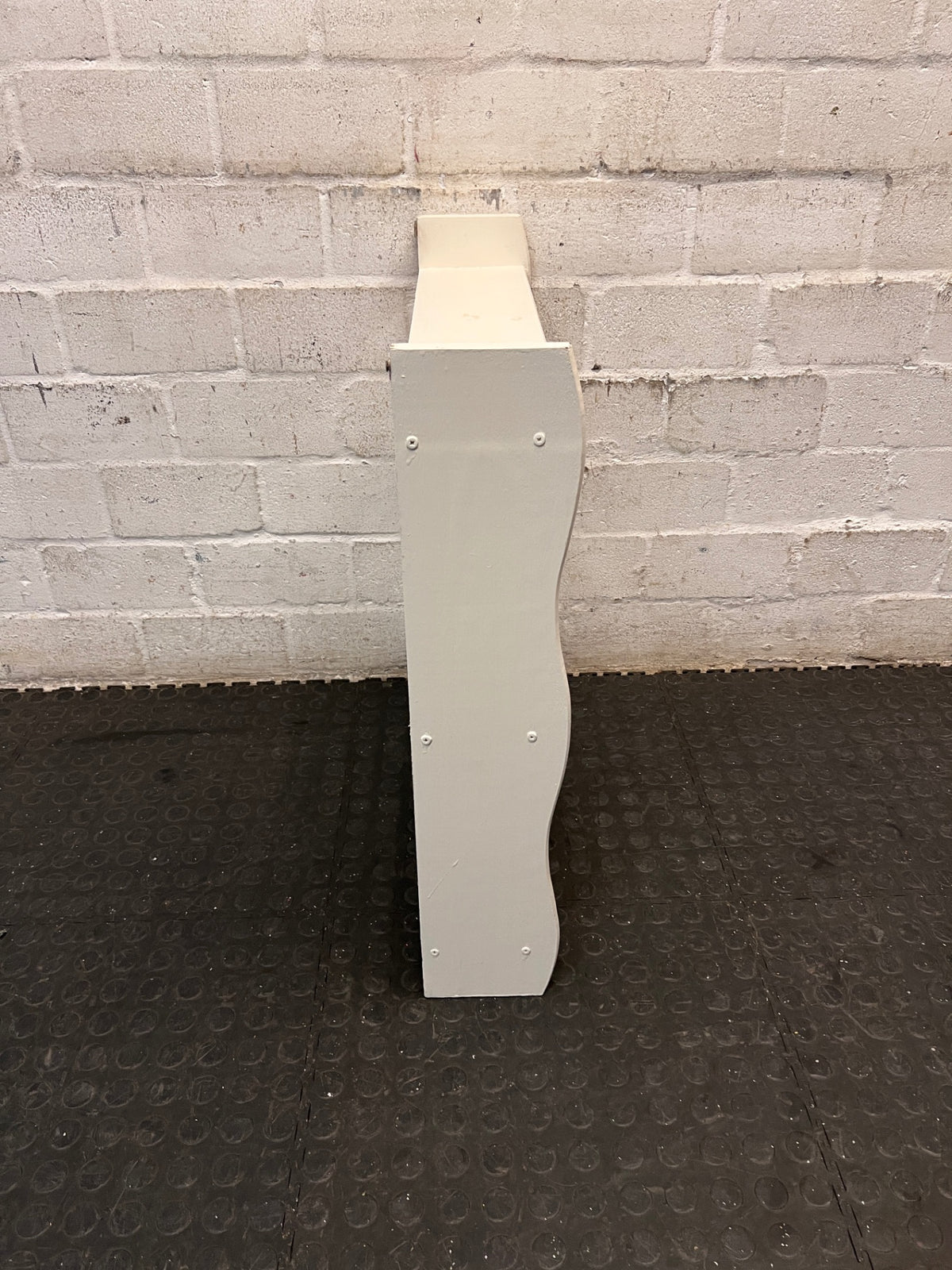 White Wooden Wall-Mounted Display Shelf — Well Used Condition – top view