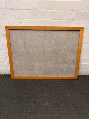Large Grey Fabric Notice Board with Wooden Frame — Fair Condition with Visible Wear – main front view