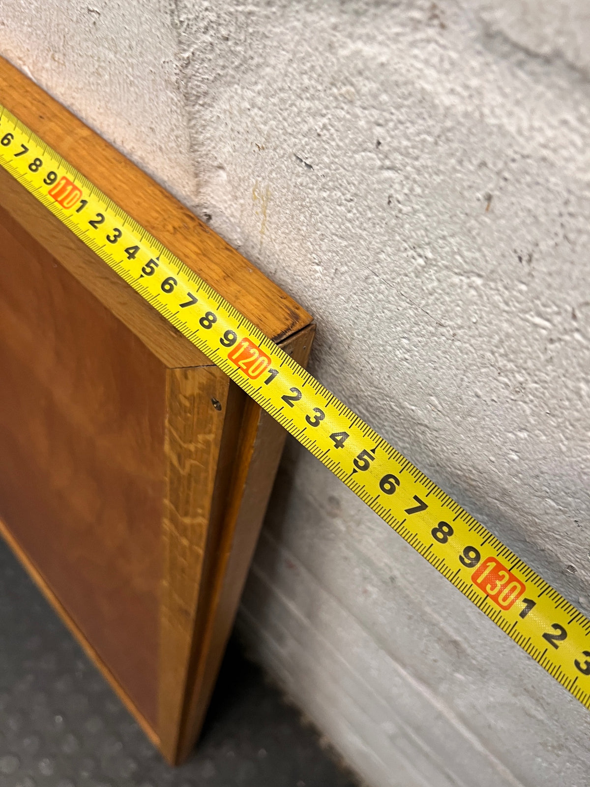 Large Grey Fabric Notice Board with Wooden Frame — Fair Condition with Visible Wear – width measurement