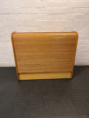 Oak Rolltop Office Desk with Drawers — Good Working Order – back view