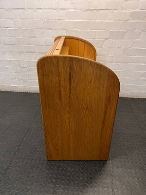 Oak Rolltop Office Desk with Drawers — Good Working Order – top view