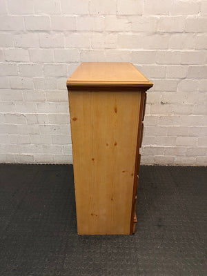 Traditional Oak Tone Chest of Drawers with Cupboard — Used Condition – top view