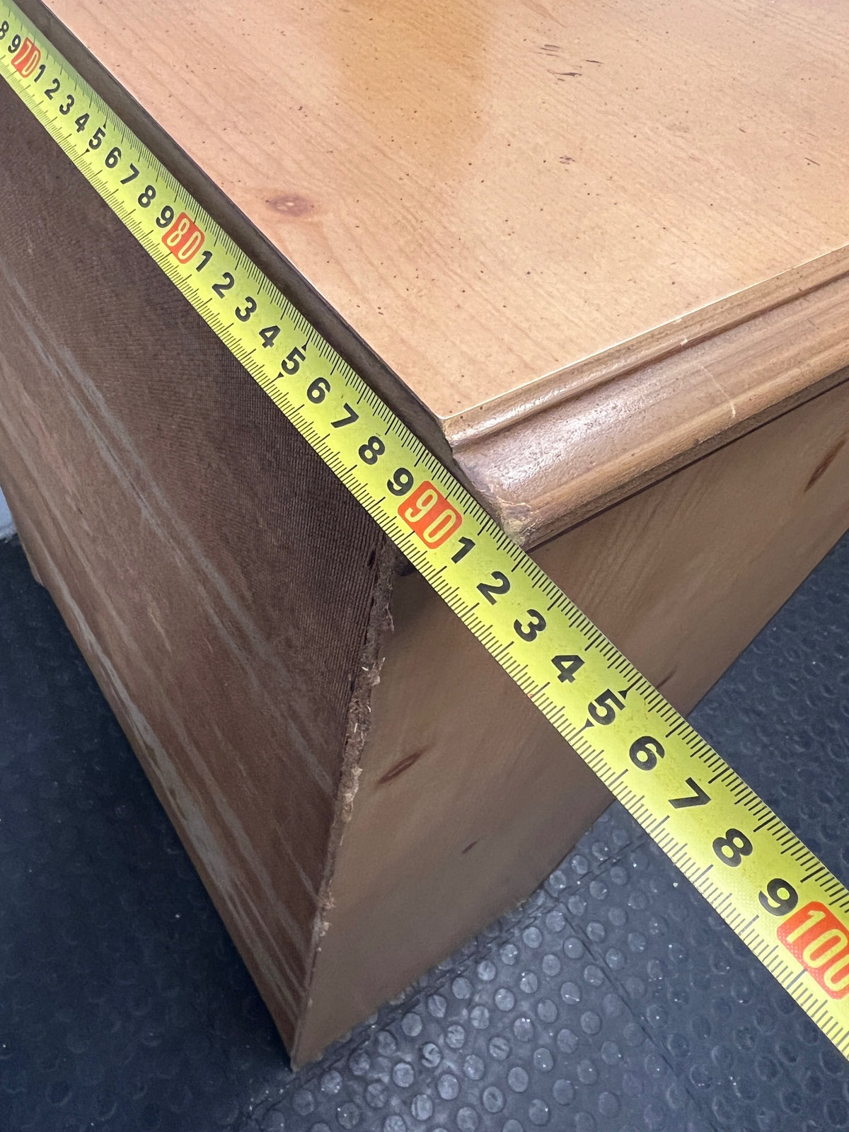 Traditional Oak Tone Chest of Drawers with Cupboard — Used Condition – width measurement