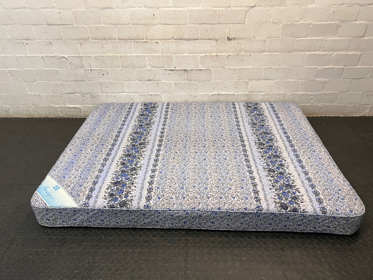 Blue Floral Quilted Double Mattress – side view