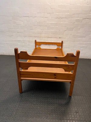 Single Pine Bed Frame with Slatted Headboard — Used; Fair Condition – condition detail